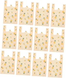 50pcs Pineapple Printing Plastic Shopping Bag Fruits Vegetables Storage Pouch Portable Lightweight for Supermarket Use Creative Design for Daily Shopping