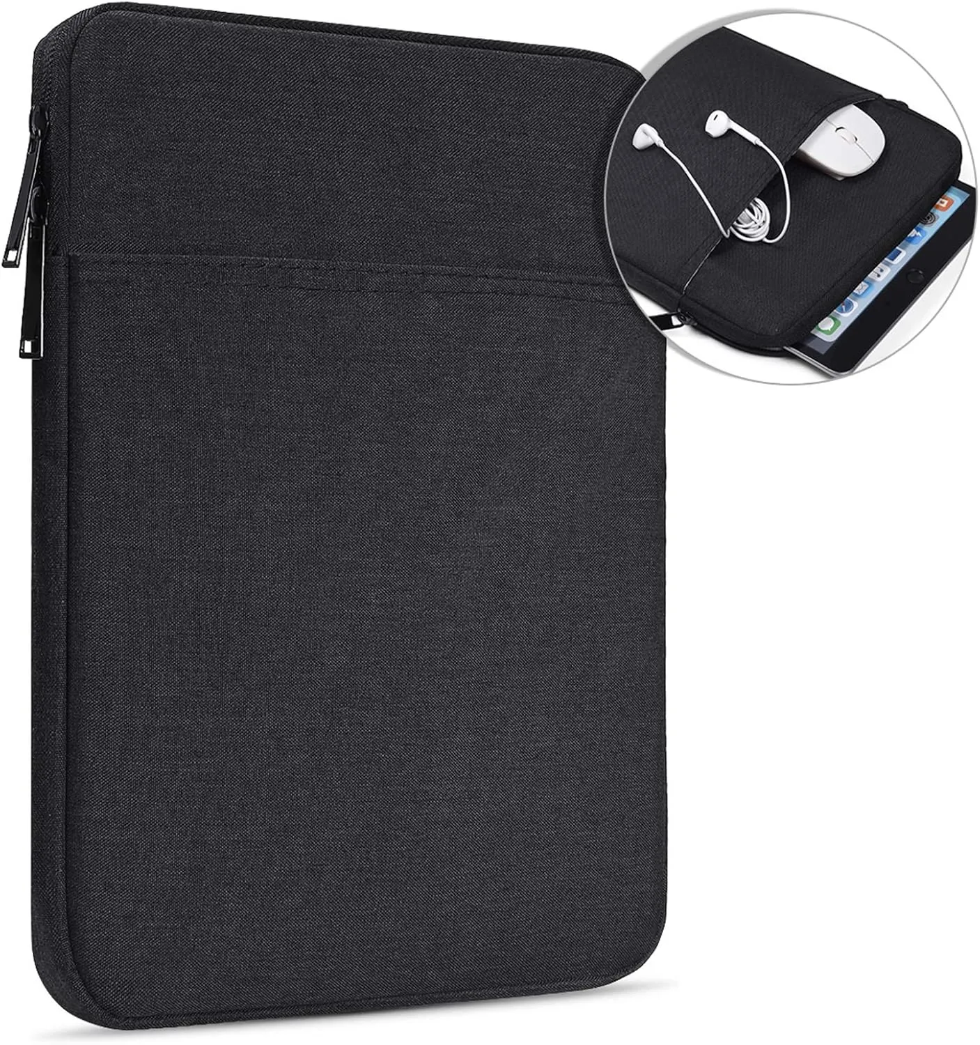 8 inch Tablet Sleeve Case for iPad mini 7th 6th 8.3", iPad mini 5/4/3/2 7.9",Kindle Fire HD 8/8 Plus Tablet, Galaxy Tab A 8.0, Lenovo Tab M8 M9 Shockproof Travel Carrying Bag -Black