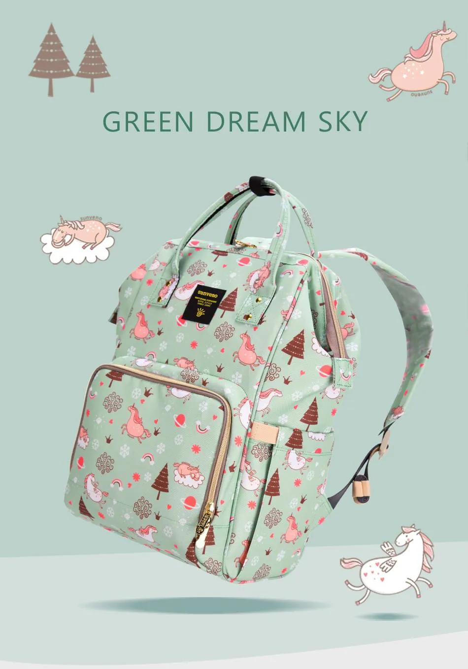 Abracadabra Printed Diaper Bag - Unicorn