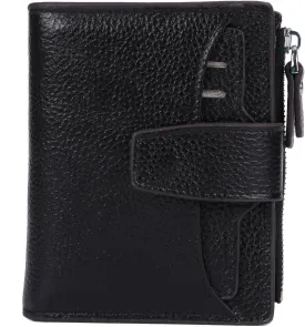 AINIMOER Women's RFID Blocking Leather Small Compact Bi-fold Zipper Pocket Wallet Card Case Purse with id Window