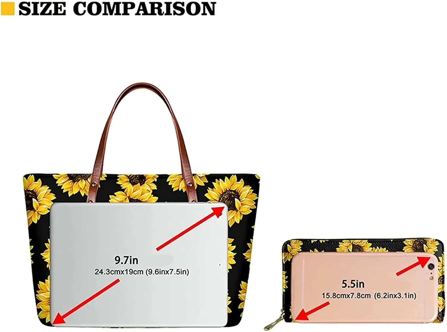 American flag hunting print 2 pcs purse set with wallet casual large capacity shoulder tote bag