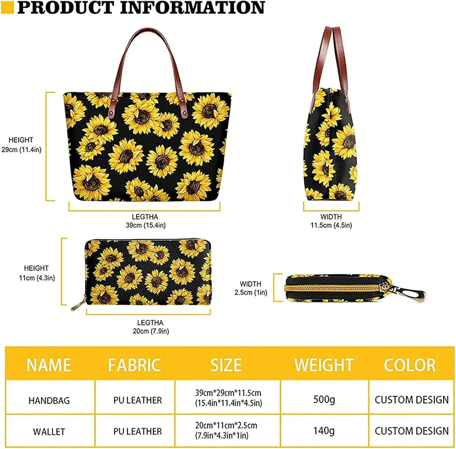 American flag hunting print 2 pcs purse set with wallet casual large capacity shoulder tote bag