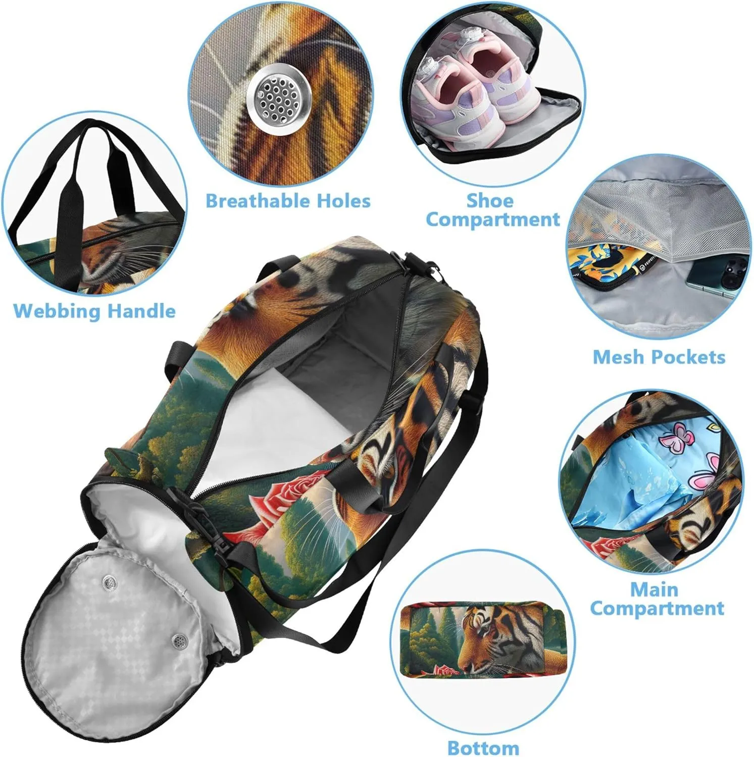 Animal Sniffs Rose Girls Duffle Bags Travel Tote Weekend Duffel Overnight Boys Carry on Duffel Sports Dance Bag