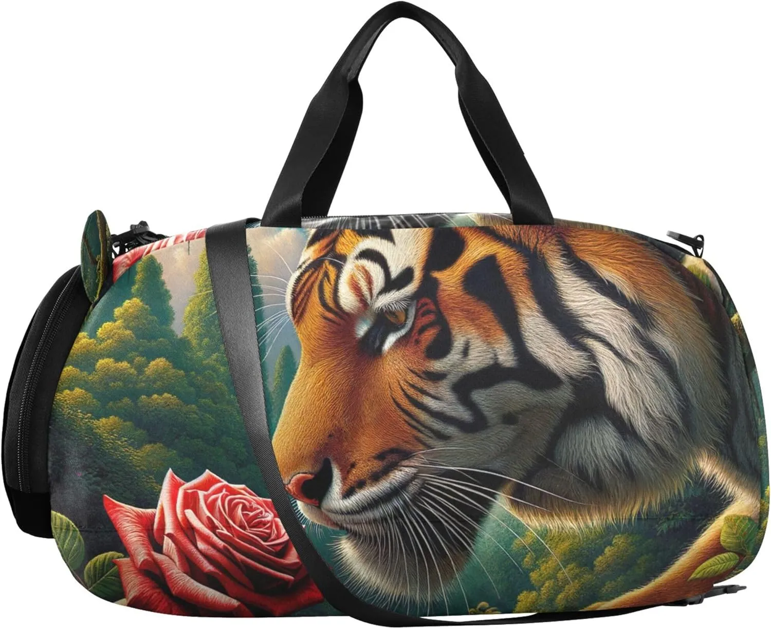 Animal Sniffs Rose Girls Duffle Bags Travel Tote Weekend Duffel Overnight Boys Carry on Duffel Sports Dance Bag