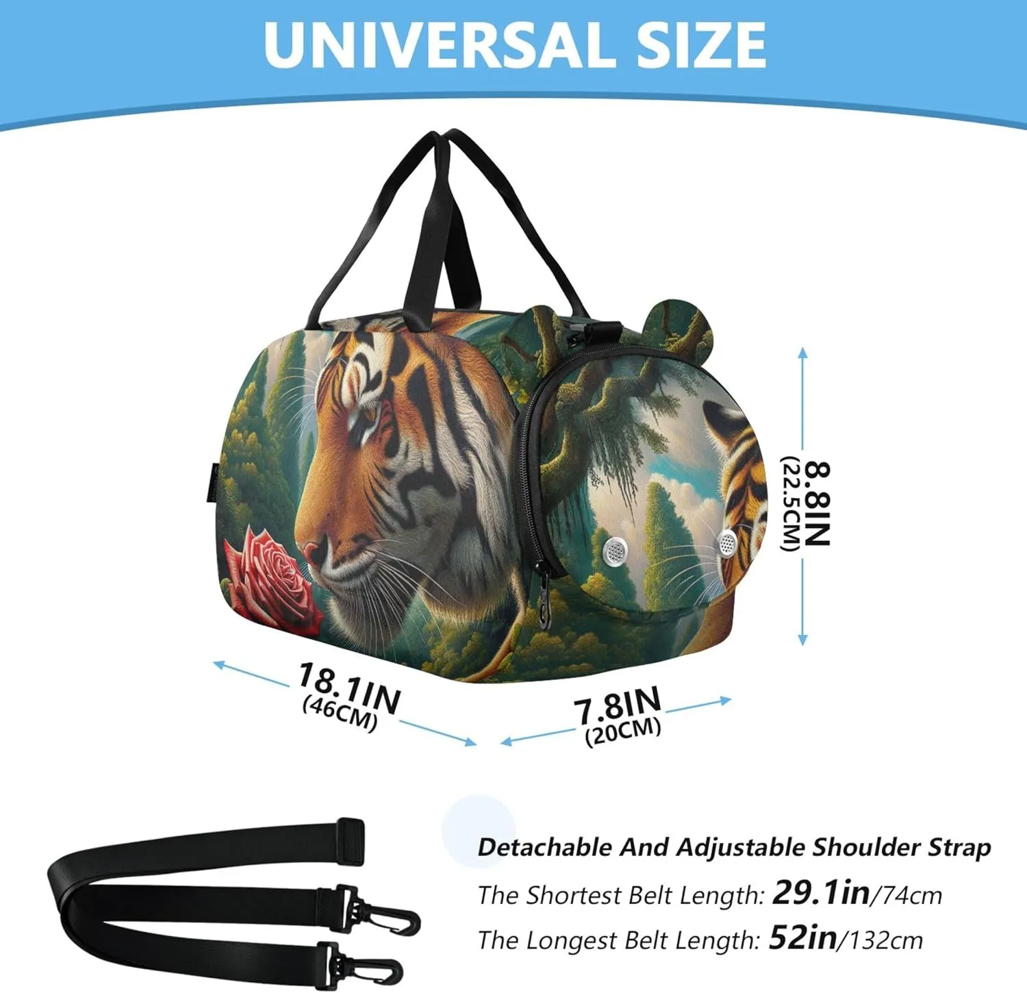 Animal Sniffs Rose Girls Duffle Bags Travel Tote Weekend Duffel Overnight Boys Carry on Duffel Sports Dance Bag