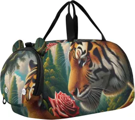 Animal Sniffs Rose Girls Duffle Bags Travel Tote Weekend Duffel Overnight Boys Carry on Duffel Sports Dance Bag