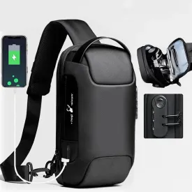 Anti-Theft Men's USB Crossbody Satchel Shoulder Bags Oxford Cloth Waterproof Multifunctional Travel Messenger Chest Waist Bag