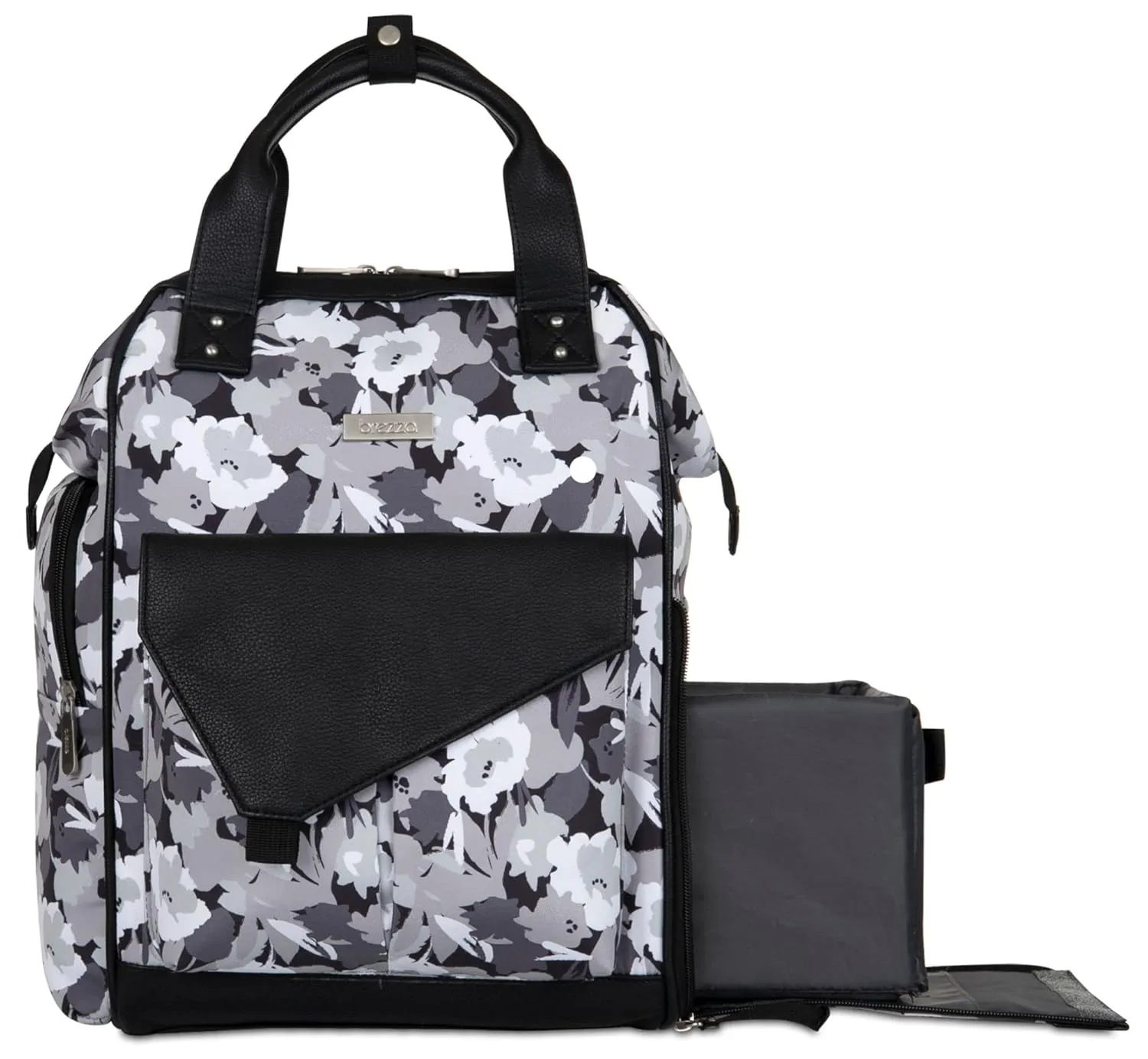 Baby Brezza Lucia Baby Diaper Bag Backpack and Tote  Carry How You Choose  Spacious but Compact Design with 12 Pockets and Slide Out Diaper Caddy, Floral