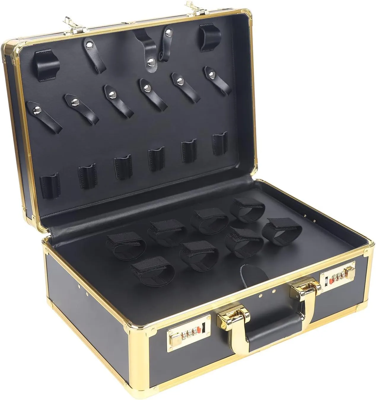Barber Carrying Case,Barber Case With Code Lock Travel Barber Suitcase Professional Salon Hair Cutting Tool Kit Storage Organizer For Hair Stylist Pet Groomer Beauty Salon Makeup Artist (Golden)