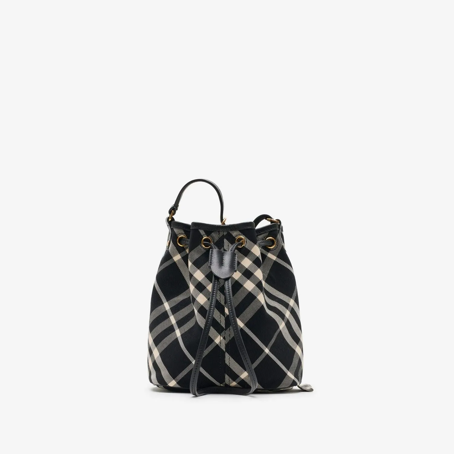 BLACK CHECK CLUTCH SHOULDER BAG WITH DRAWSTRING