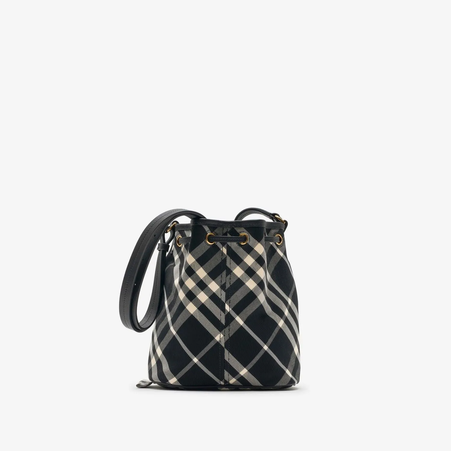 BLACK CHECK CLUTCH SHOULDER BAG WITH DRAWSTRING