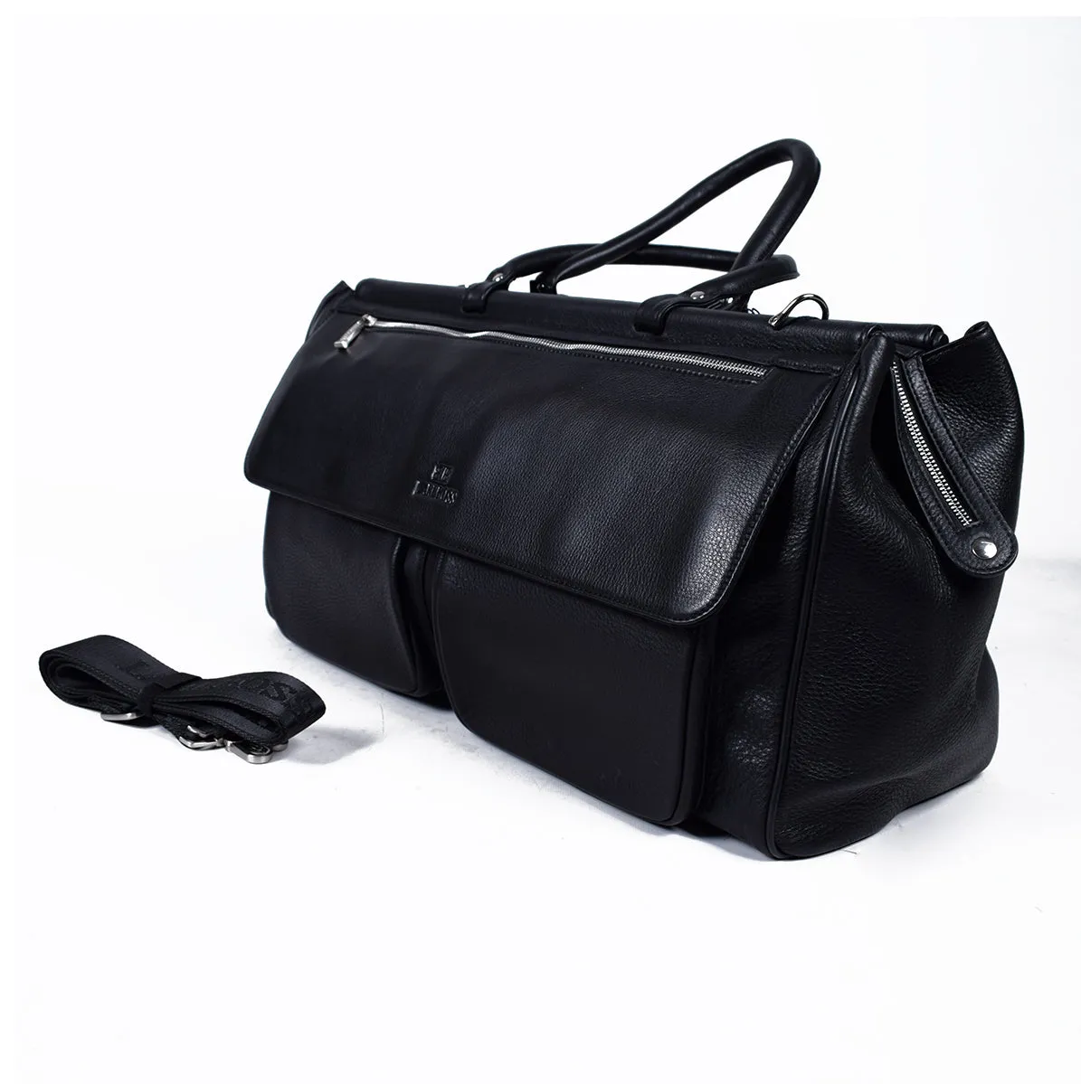 Black Genuine Leather Overnight Bag - GL-8861