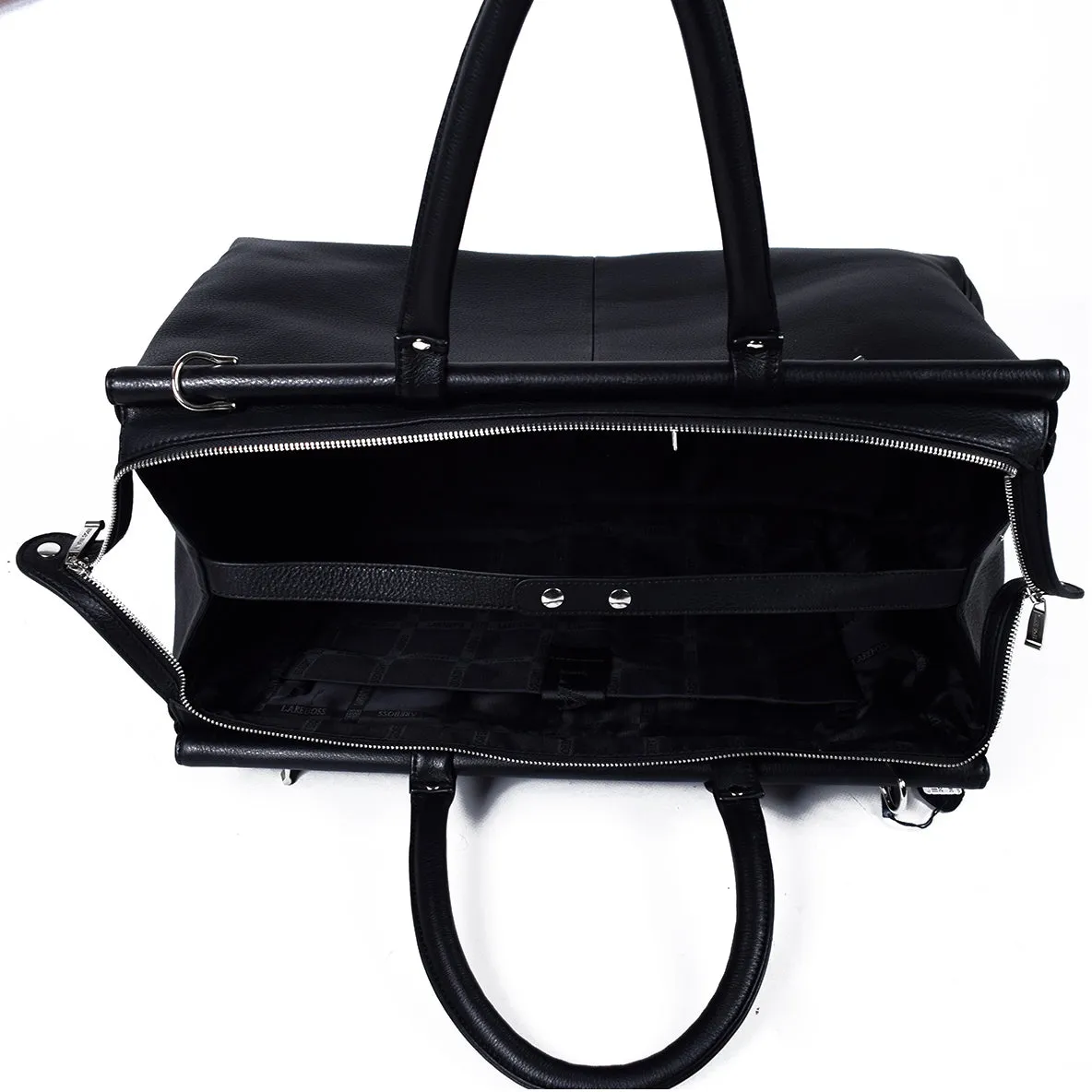Black Genuine Leather Overnight Bag - GL-8861