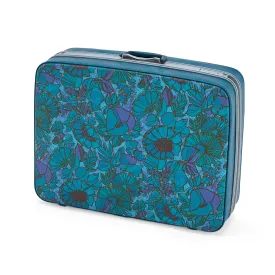 Blue Floral Vintage Suitcase Large