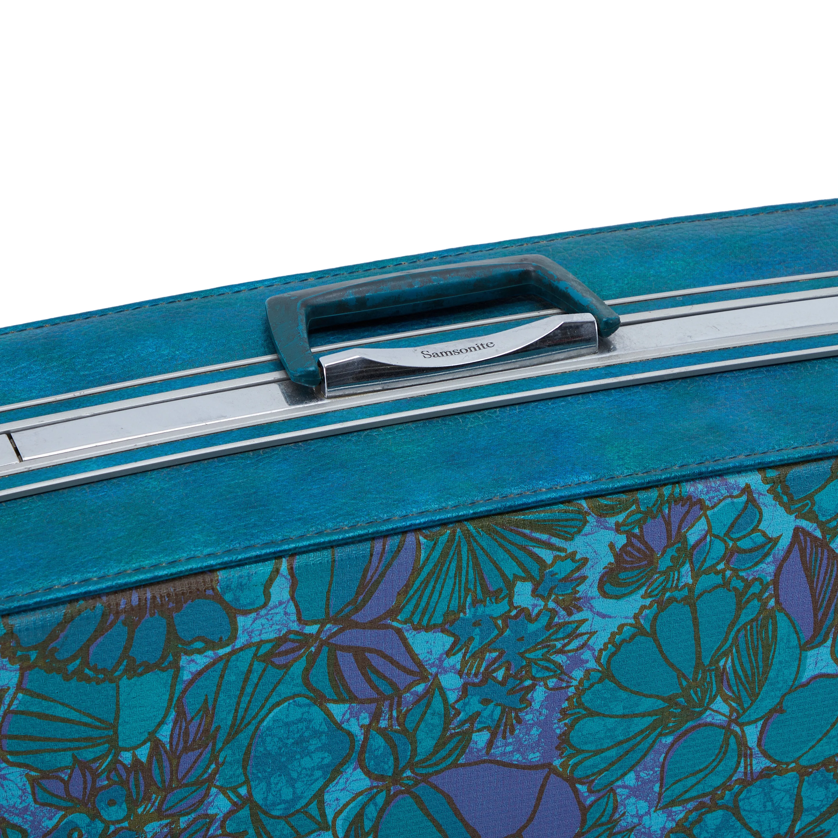 Blue Floral Vintage Suitcase Large