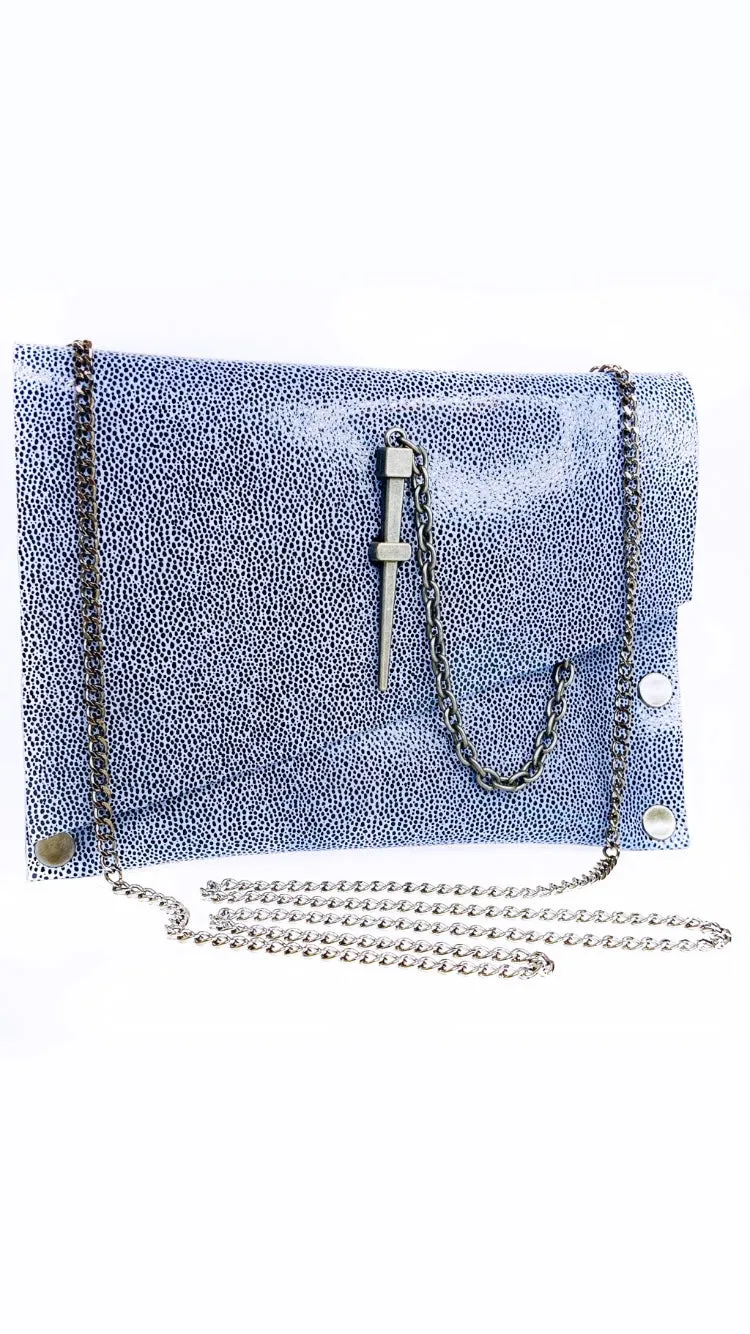 Blue Stingray Print Dagger Clutch