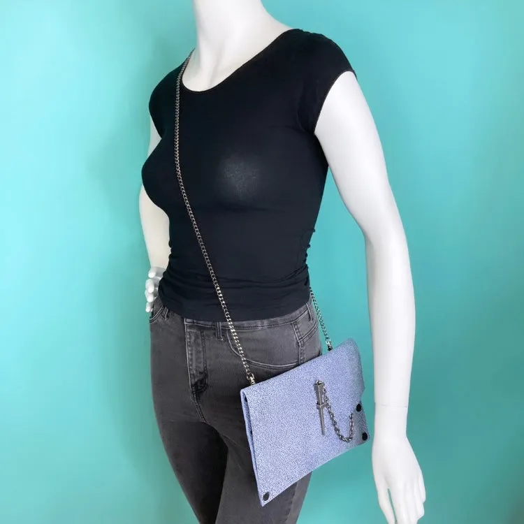 Blue Stingray Print Dagger Clutch