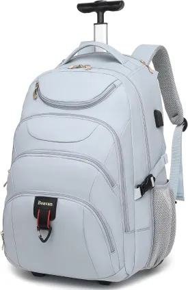 Boavan Rolling Backpack for Women, 17.3 Inch Wheeled Laptop Backpack,Large Travel Carry-On Bag for Teachers College Students, USB Charging Port Waterproof Business for Airplane Overnight LuggageBlue