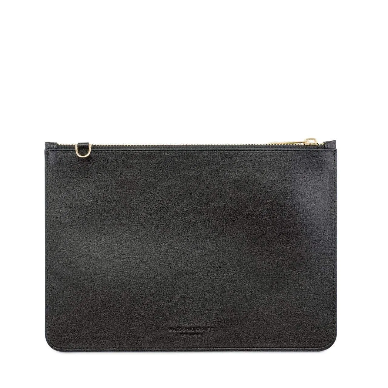 Camden Vegan Leather Crossbody Clutch | Black & Cobalt