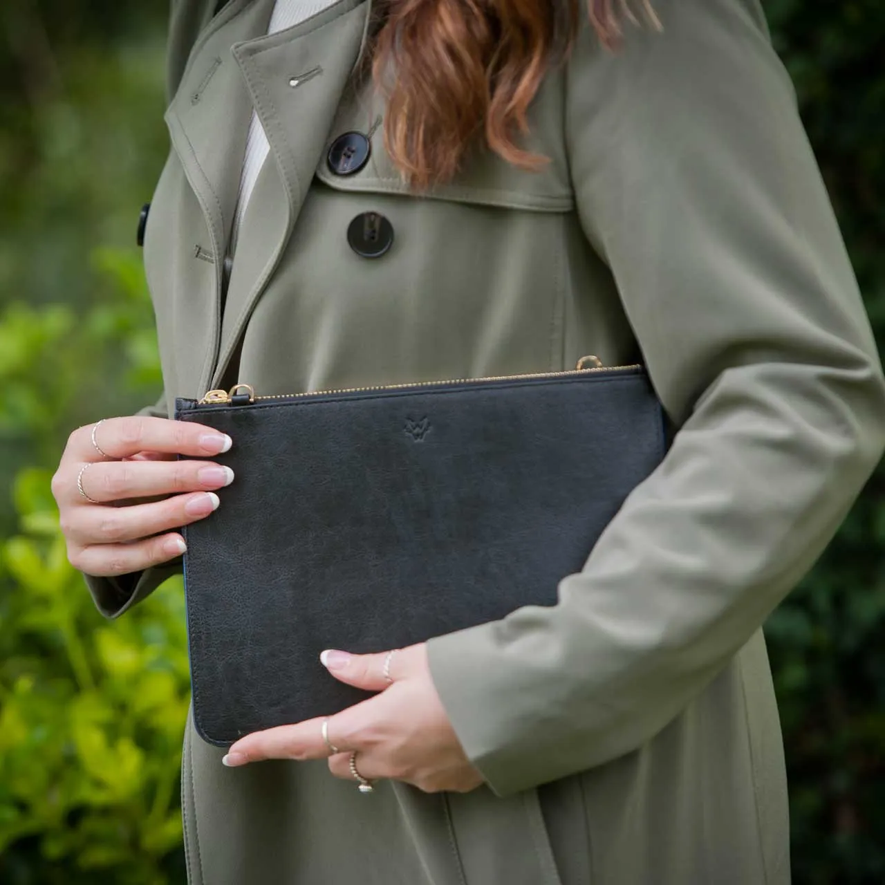 Camden Vegan Leather Crossbody Clutch | Black & Cobalt