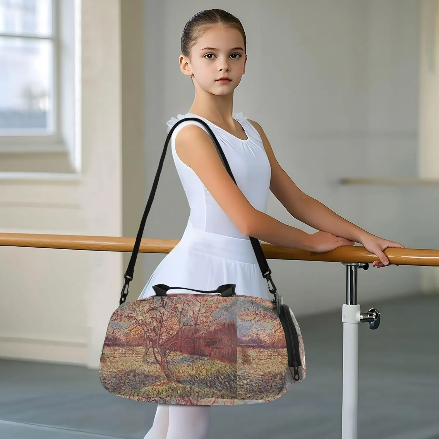 Carry on Duffel Bag for Boys Weekend Duffel Overnight Girls Tote Duffle Bags Travel with Shoulder Strap Pink Peach Tree Blossom Vangogh