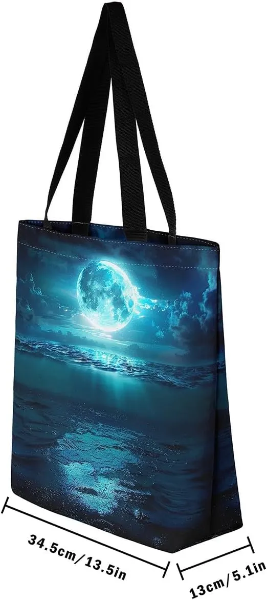 Castle Fairy Western Cowboy Canvas Tote Bag,Sketch Highland Cow Horse Desert Tote Bag