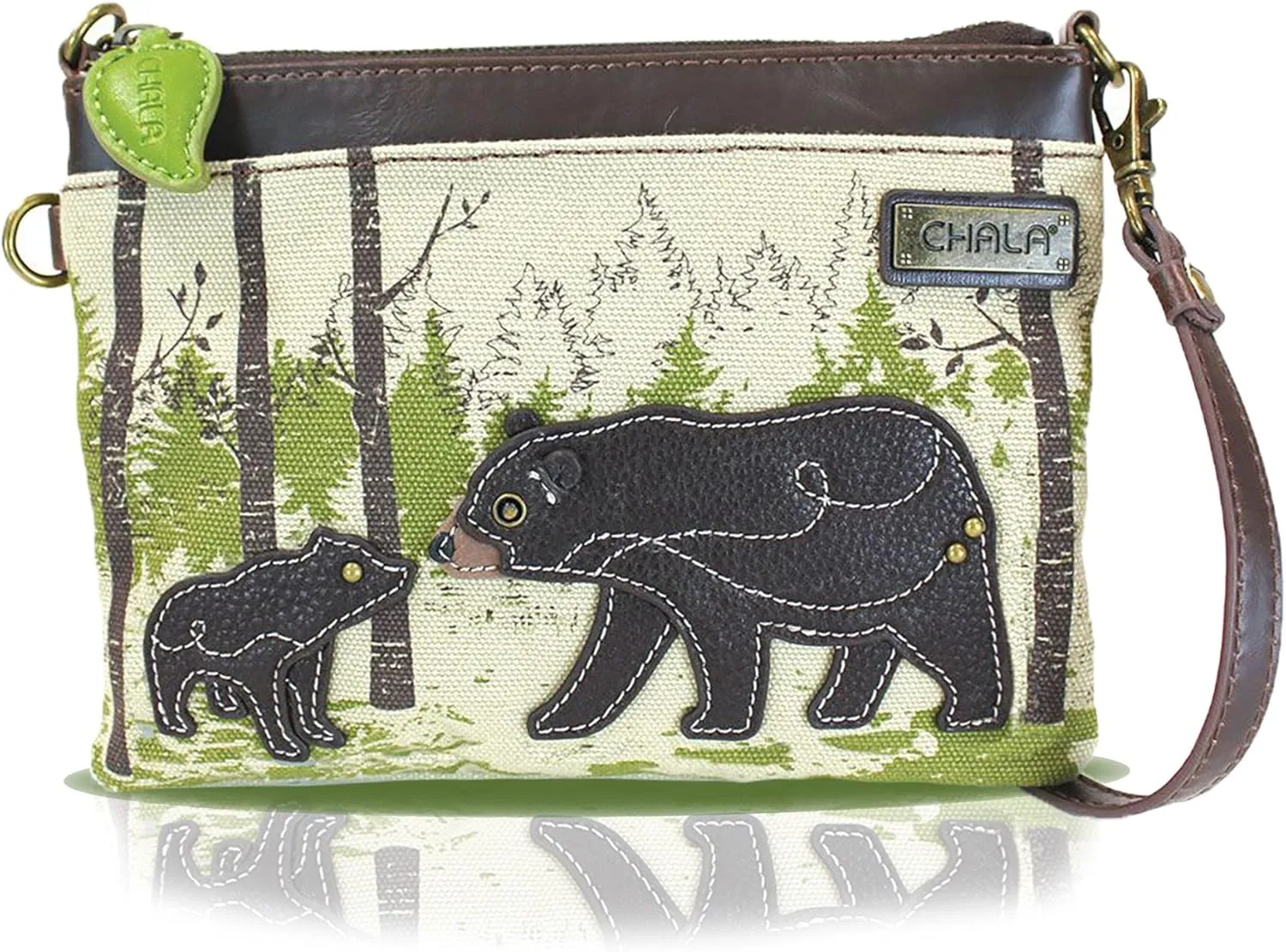 CHALA Canvas Mini Crossbody Handbag, Multi Zipper, Small Shoulder Purse Adjustable Strap