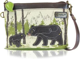 CHALA Canvas Mini Crossbody Handbag, Multi Zipper, Small Shoulder Purse Adjustable Strap
