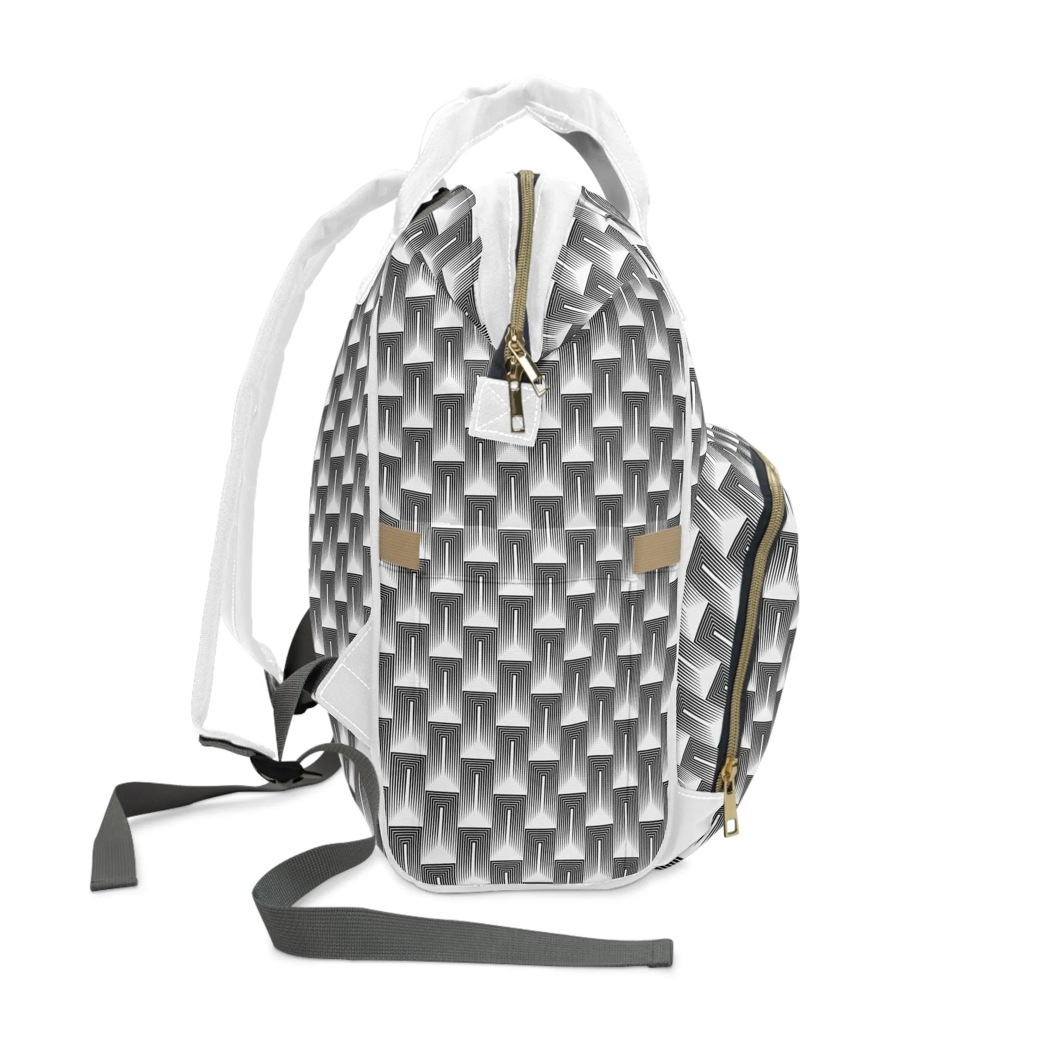 Chic Geometric Designer Diaper Backpack for Stylish Parents - Très Bébé Collection