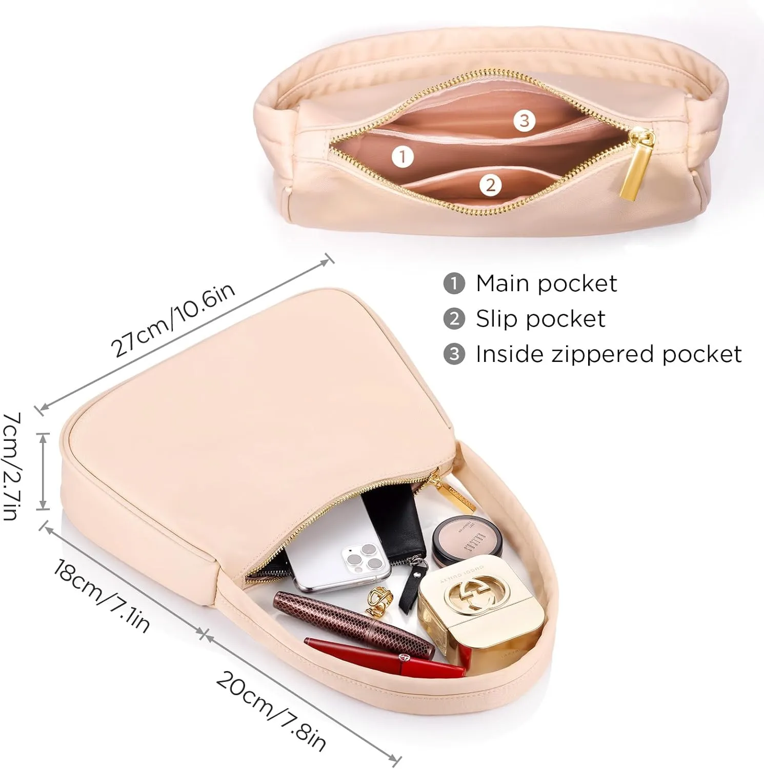 CHICECO Nylon Small Crescent Shoulder Bag Purse for Womem, Hobo Tote Handbag Mini Clutch Purse