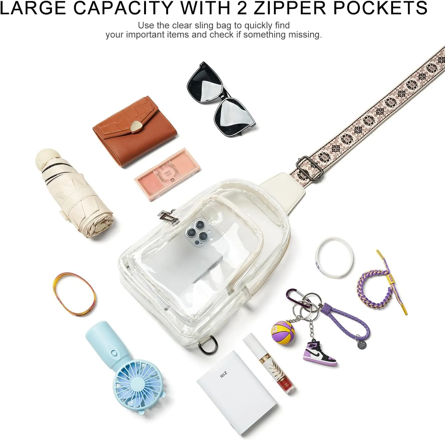 Clear Bag for Stadium Events, Clear Purse for Women Stadium Crossbody Bag, Transparent Bag for Concerts Sports