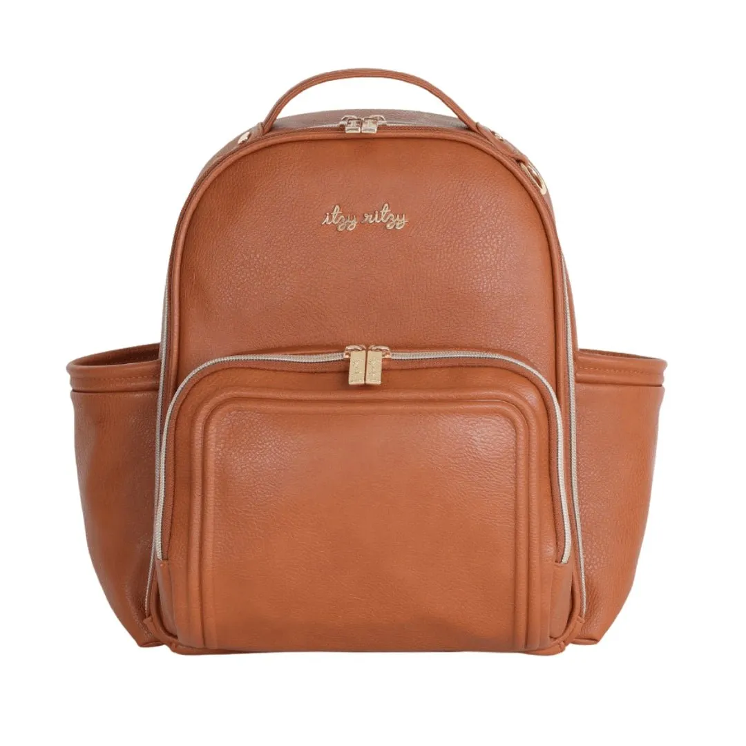 Cognac Itzy Mini Plus™ Backpack Diaper Bag With 10 Pockets & Matching Changing Pad