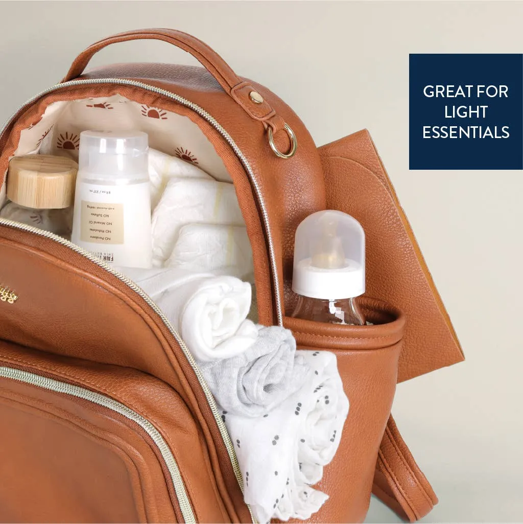 Cognac Itzy Mini Plus™ Backpack Diaper Bag With 10 Pockets & Matching Changing Pad