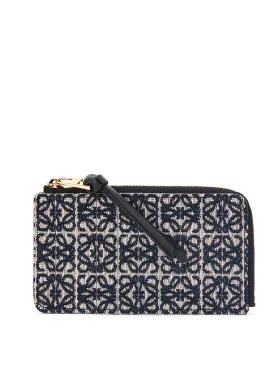 Coin cardholder in jacquard and leather