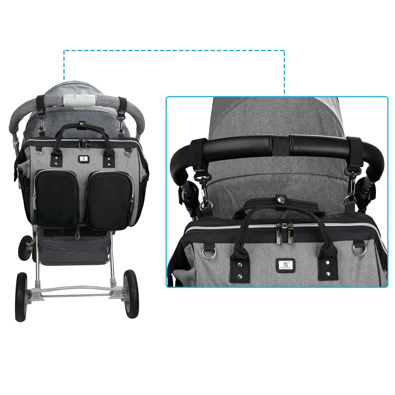Diaper Tote Bag with Free Stroller Hook and Changing Pad | Pomelo Best