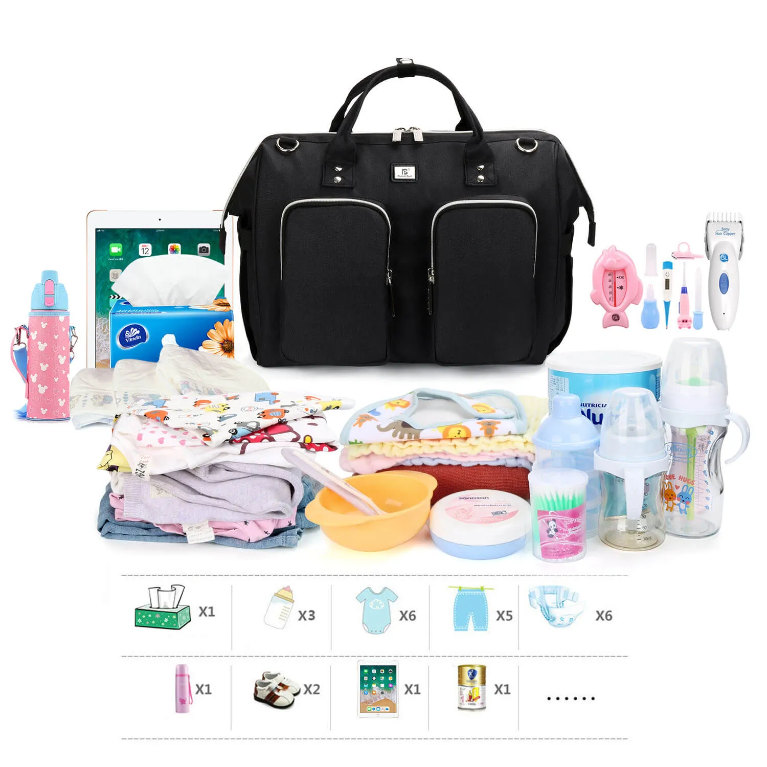 Diaper Tote Bag with Free Stroller Hook and Changing Pad | Pomelo Best