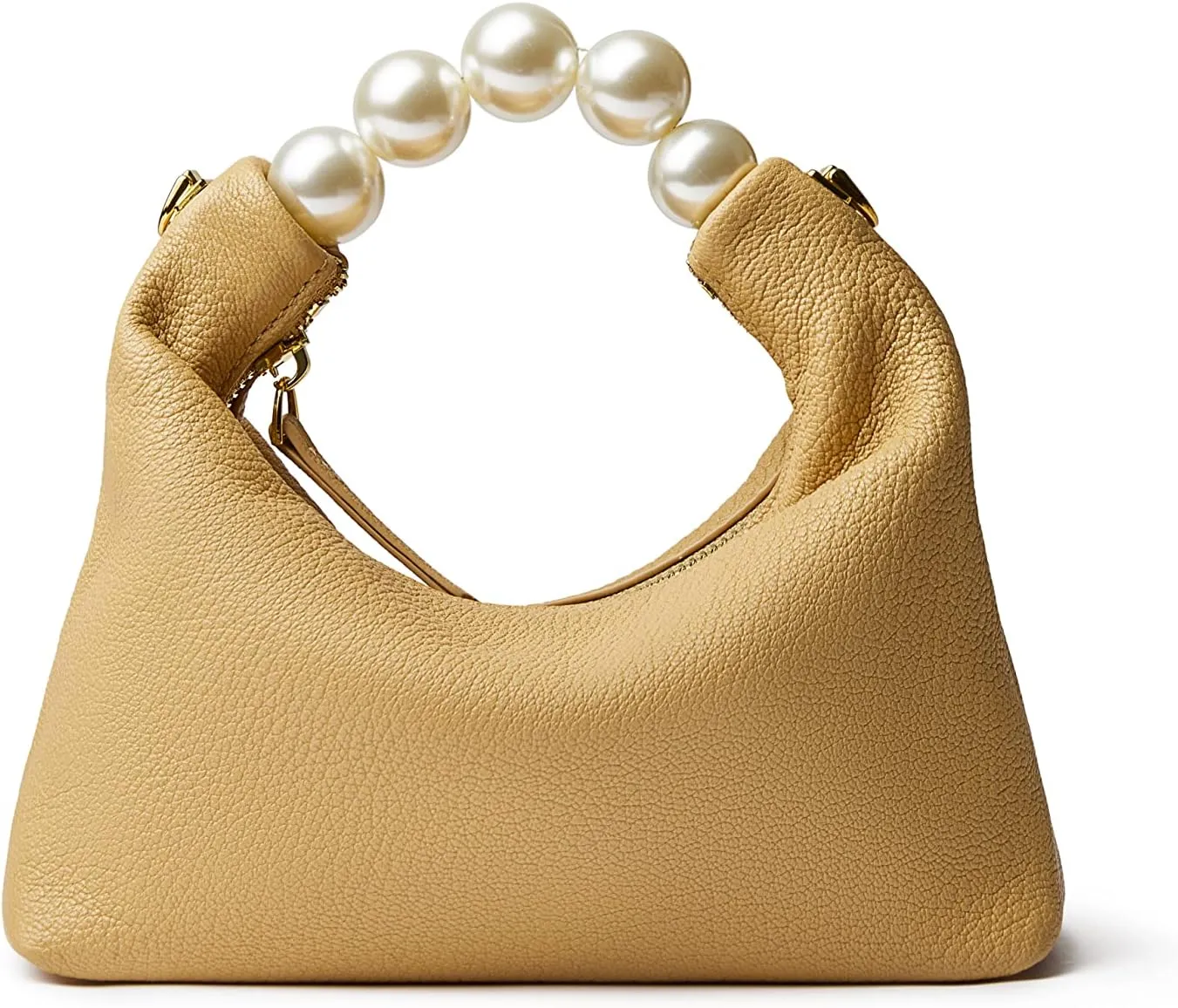 DORIS&JACKY Small Top Handle Clutch Bag Women Designer Goatskin Crossbody Purse With Pearl Handle And Detachable Metal Chain
