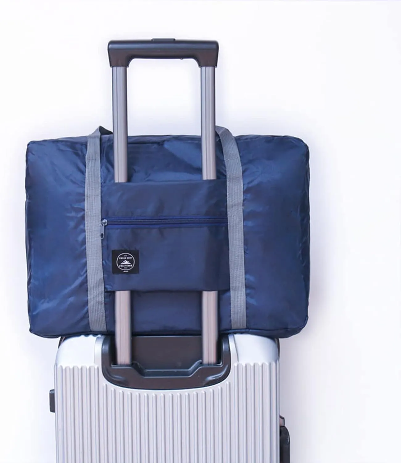 Foldable Travel Duffel Bag 2PCS Tote Carry on Luggage Bag Spirit Airlines Personal item Sports Gym Bag Water Resistant Weekender Overnight Bags for Women and Men (Green Blue)