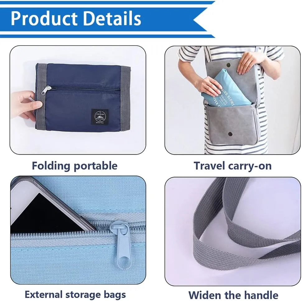 Foldable Travel Duffel Bag 2PCS Tote Carry on Luggage Bag Spirit Airlines Personal item Sports Gym Bag Water Resistant Weekender Overnight Bags for Women and Men (Green Blue)