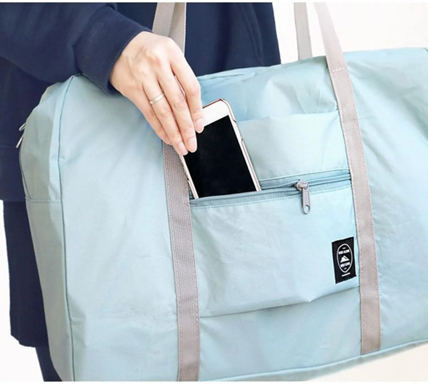 Foldable Travel Duffel Bag 2PCS Tote Carry on Luggage Bag Spirit Airlines Personal item Sports Gym Bag Water Resistant Weekender Overnight Bags for Women and Men (Green Blue)