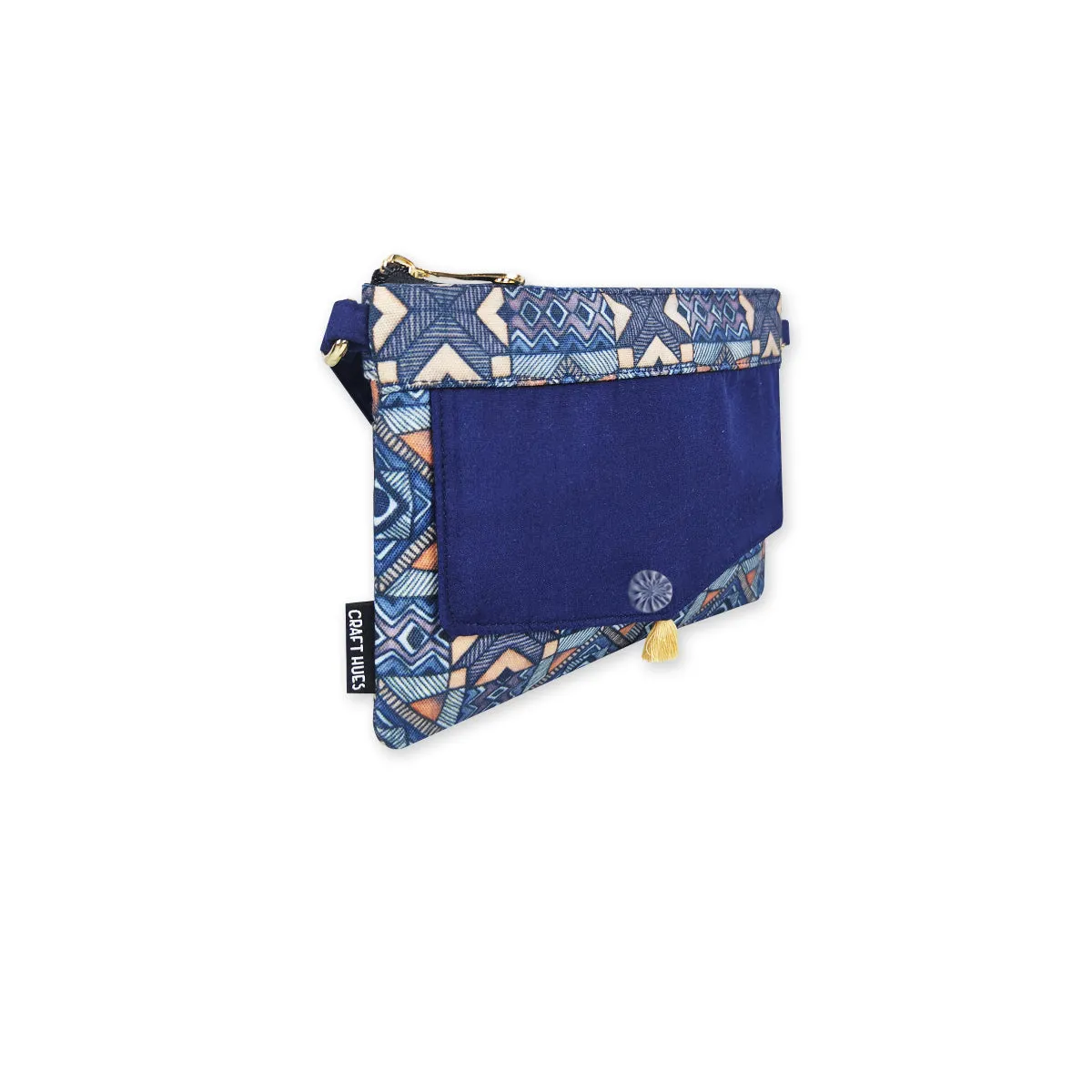 Front Flap Sling Bag- Blue Madhubani