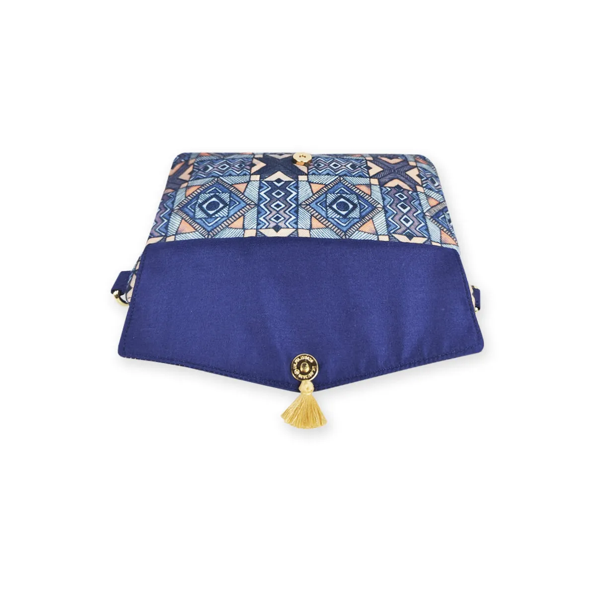 Front Flap Sling Bag- Blue Madhubani