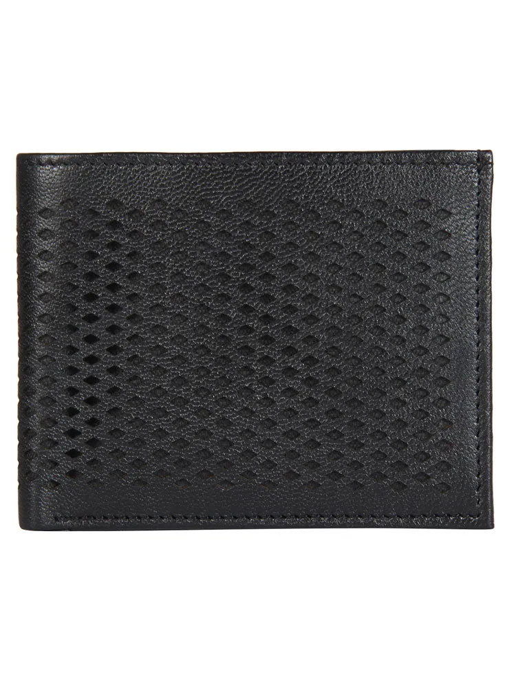 Genuine Leather Black Perforated Wallet