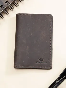 Genuine Leather Slim Wallet Cardholder with Stiched Detailing - Brown