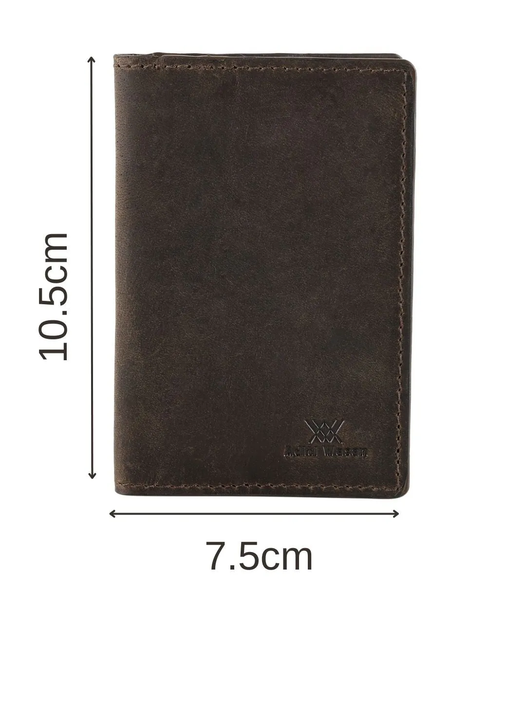 Genuine Leather Slim Wallet Cardholder with Stiched Detailing - Brown