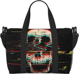 Glitch Screaming Skull Carry on Luggage Travel Bag Travel Bag for Women Men Large Duffle Bag for Travel Bag for Travel, Business Trips, Work, Gym