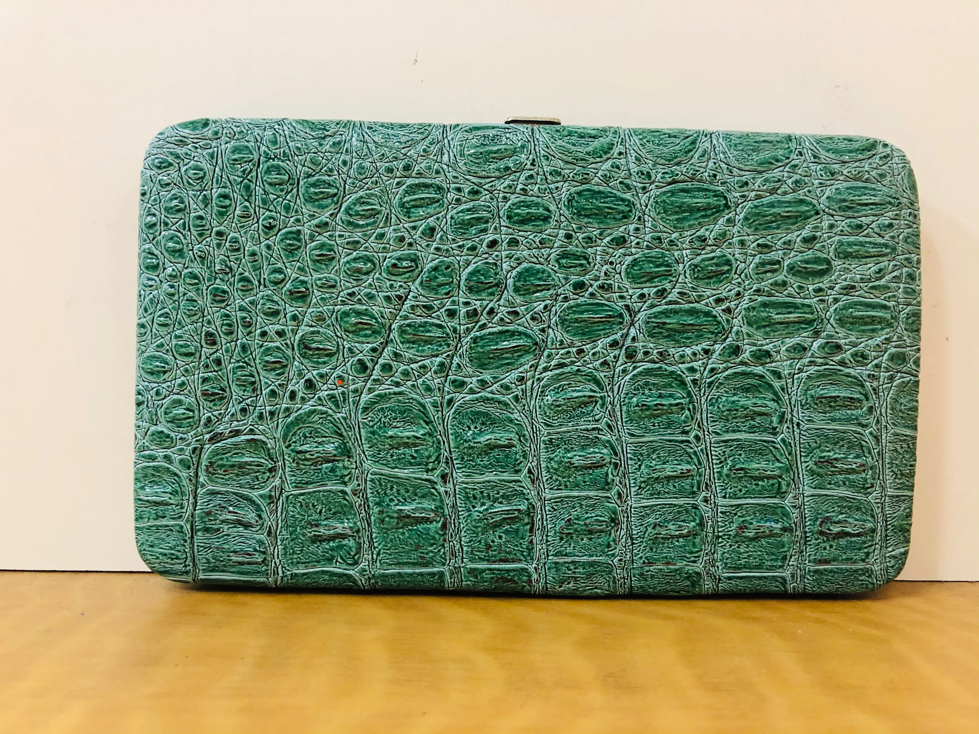 Green Croc Style Wallet/Clutch