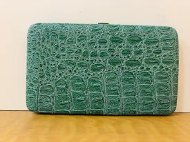 Green Croc Style Wallet/Clutch