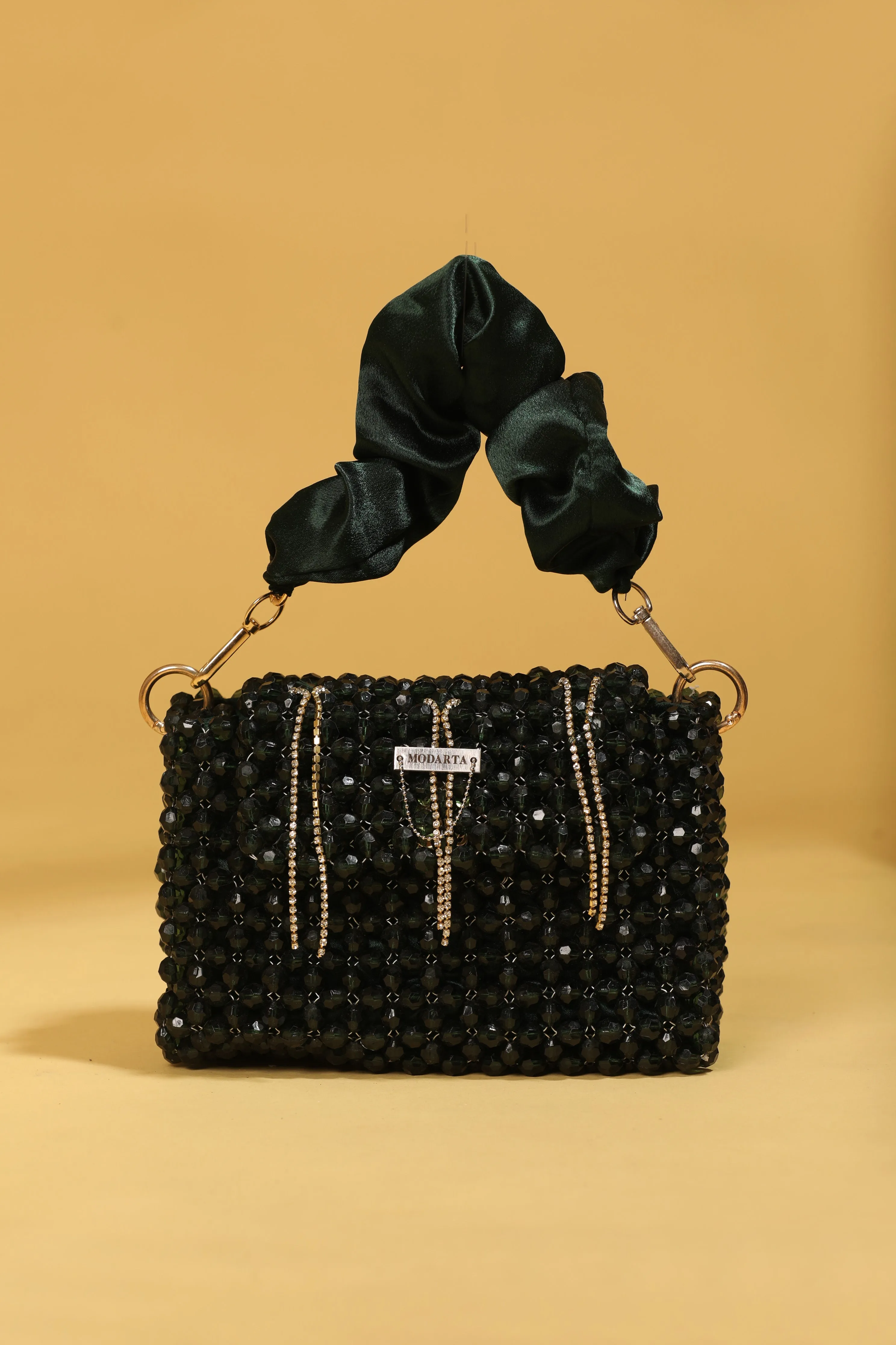 Green Luxury Crystal Bag - Hand-beaded Tassel Party Clutch