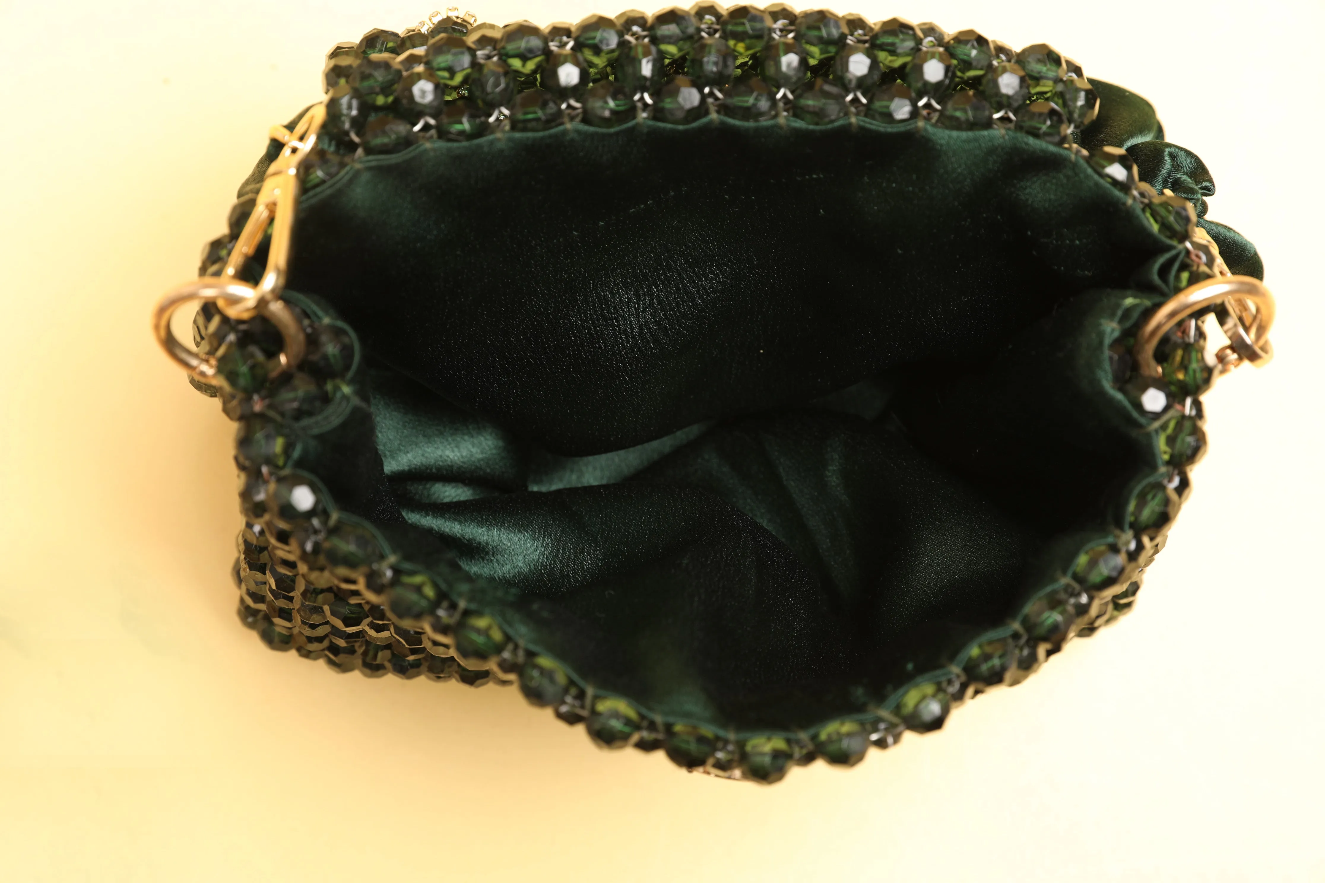 Green Luxury Crystal Bag - Hand-beaded Tassel Party Clutch